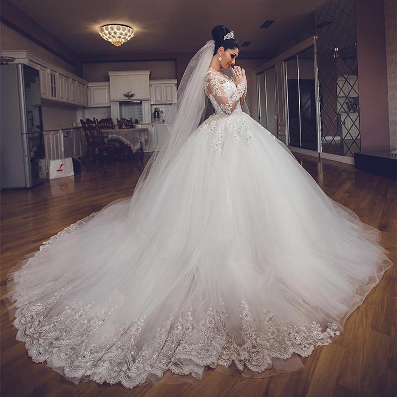long flare wedding dress min