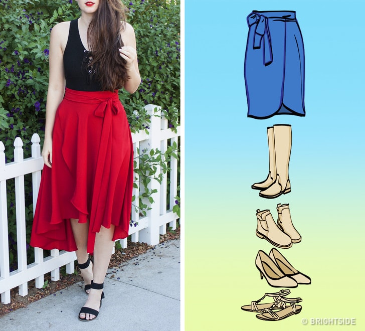 Wrap skirt flat sole unless you want heels min